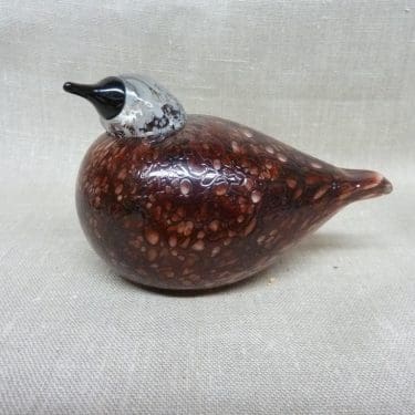 Nuutajärvi koristelintu, Punavarpunen, suunnittelija Oiva Toikka, Punavarpunen, pieni, signeerattu