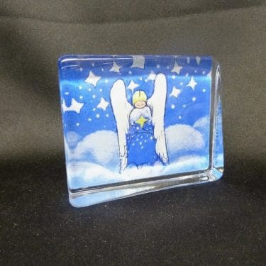 Iittala lasikortti, Ajatuksissa Enkelin, suunnittelija Heljä Liukko-Sundström, Ajatuksissa Enkelin, serikuva, kirkas