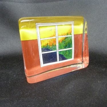 Iittala lasikortti, Suojassa Metsän, suunnittelija Heljä Liukko-Sundström, Suojassa Metsän, serikuva, kirkas