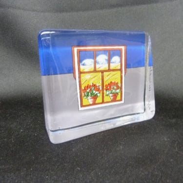 Iittala lasikortti, Katson Maalaismaisemaa, suunnittelija Heljä Liukko-Sundström, Katson Maalaismaisemaa, serikuva, kirkas