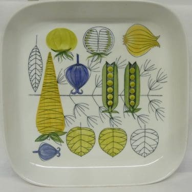 Arabia Vegeta kulho, matala, suunnittelija Esteri Tomula, matala, käsinmaalattu, vihannesaihe