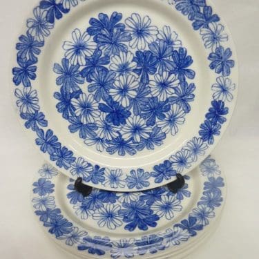 Arabia Sinikukka lautaset, matala, 6 kpl, suunnittelija , matala, serikuva, lehti-aihe