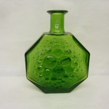 Riihimäen lasi Stella Polaris koristepullo, vihreä, suunnittelija Nanny Still,
