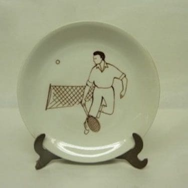 Arabia Harraste koristelautanen, Tennis, suunnittelija Raija Uosikkinen, Tennis, pieni, kuparipainokoriste