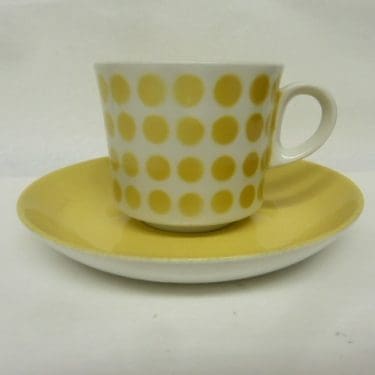 Arabia Pop kahvikuppi, keltainen, suunnittelija , puhalluskoriste, retro