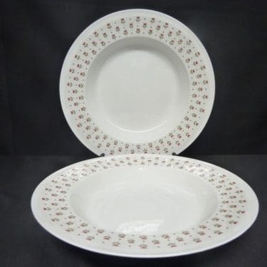 Arabia Miniflora lautaset, syvä, 2 kpl, suunnittelija Esteri Tomula, syvä, serikuva, kukka-aihe