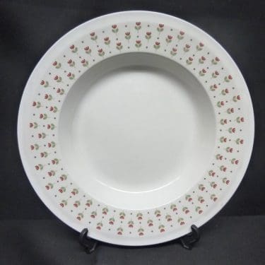 Arabia Miniflora lautaset, syvä, suunnittelija Esteri Tomula, syvä, serikuva, kukka-aihe