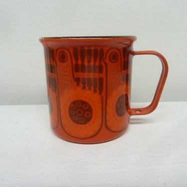 Finel mug, red, designer Raija Uosikkinen, silk screening, retro
