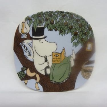 Arabia Muumi seinälaatta, Takaisin Luontoon, suunnittelija Tove Jansson, Tove Slotte, Takaisin Luontoon, pieni, serikuva, muumi-aihe