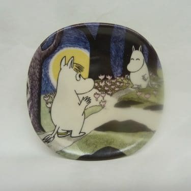 Arabia Muumi seinälaatta, Kohtaaminen, suunnittelija Tove Jansson, Tove Slotte, Kohtaaminen, pieni, serikuva, muumi-aihe