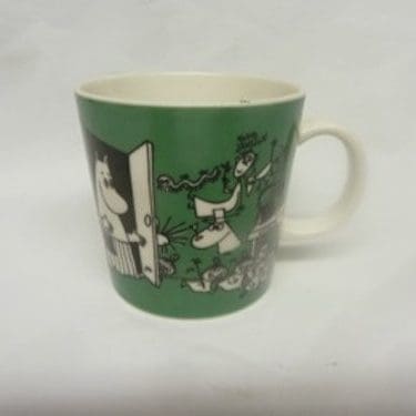 Arabia Muumi muki, Piirustus, suunnittelija Tove Slotte, Tove Jansson, Piirustus, serikuva, muumi-aihe