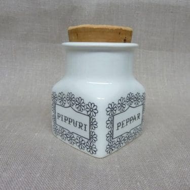 Arabia maustekuva maustepurkki, Pippuri, suunnittelija Esteri Tomula, Pippuri, serikuva