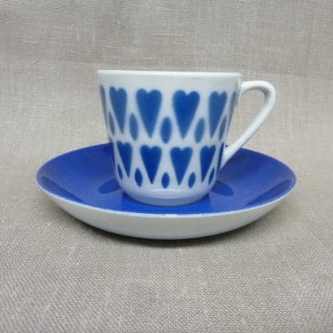 Arabia Sydän kahvikuppi, sininen, suunnittelija , retro, puhalluskoriste