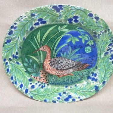 Arabia Pro Arte Hubertus vati, suunnittelija Dorrit von Fieant, suuri, soikea, lintuaihe