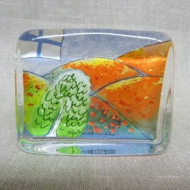 Iittala lasikortti, Suomen Syksy, suunnittelija Heljä Liukko-Sundström, Suomen Syksy, pieni, serikuva