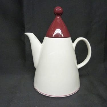 Arabia Harlekin Red hat kahvikaadin, valkoinen, suunnittelija Inkeri Leivo,