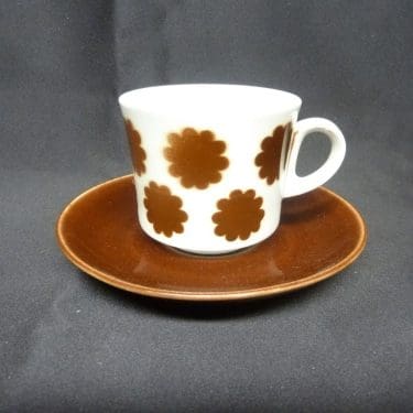 Arabia BR kahvikuppi, ruskea, suunnittelija , puhalluskoriste, retro