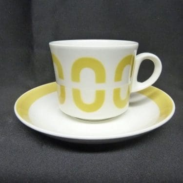Arabia BR kahvikuppi, keltainen, suunnittelija , puhalluskoriste, retro