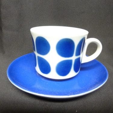 Arabia BR kahvikuppi, sininen, suunnittelija , puhalluskoriste, retro