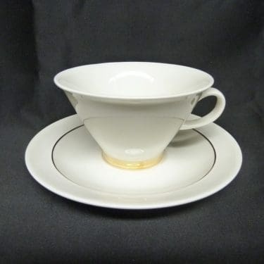 Arabia Harlekin Gold teekuppi, valkoinen, kulta, suunnittelija , kultaraita