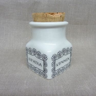 Arabia Maustekuva maustepurkki, Kumina, suunnittelija Esteri Tomula, Kumina, serikuva