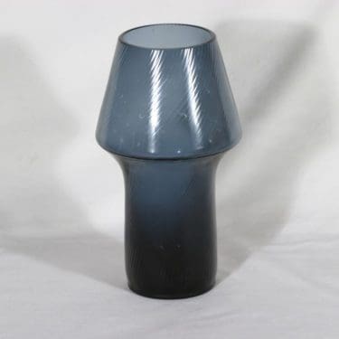 Riihimäen lasi maljakko, siniharmaa, suunnittelija Aimo Okkolin,