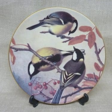 Arabia koristelautanen, Talitiaisia Pihlajassa, suunnittelija von Wright, Talitiaisia Pihlajassa, serikuva, pikkulintuaihe