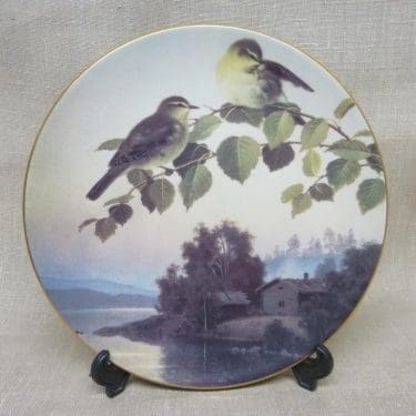 Arabia koristelautanen, Pajulintuja, suunnittelija von Wright, Pajulintuja, serikuva, pikkulintuaihe