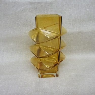 Riihimäen lasi Pablo maljakko, amber, suunnittelija Erkkitapio Siiroinen,