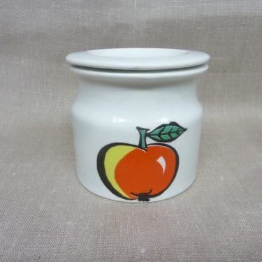 Arabia Tutti Frutti purnukka, Omena, suunnittelija Ulla Procope, Omena, serikuva, retro