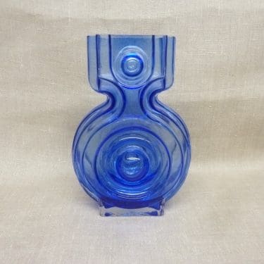 Riihimäen lasi Aitanlukko maljakko, sininen, suunnittelija Helena Tynell,