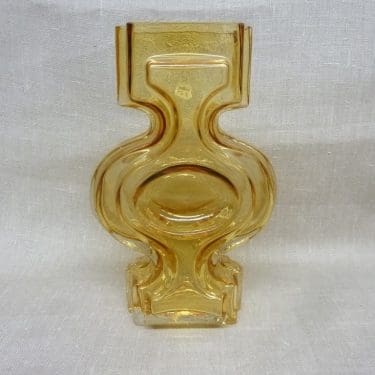 Riihimäen lasi Emma maljakko, ambra, suunnittelija Helena Tynell,