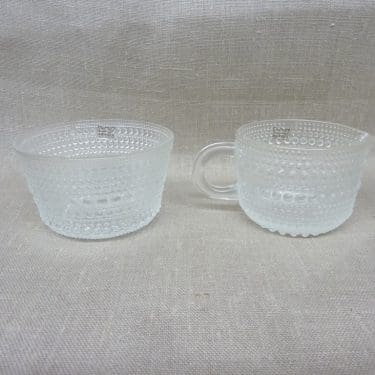 Nuutajärvi Kastehelmi sokerikko ja kermakko, kirkas, suunnittelija Oiva Toikka,