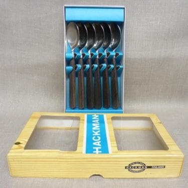 Hackman Lion de Luxe lusikka, 6 kpl, suunnittelija Bertel Gardberg, teräs/palisanteri