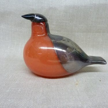 Nuutajärvi koristelintu, Rusotulkku, suunnittelija Oiva Toikka, Rusotulkku, pieni, tilaustyö Ensolle, signeerattu