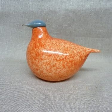 Nuutajärvi koristelintu, Rusotulkku, suunnittelija Oiva Toikka, Rusotulkku, pieni, tilaustyö Ensolle, signeerattu