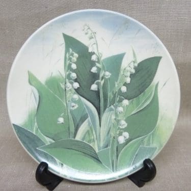 Arabia Maakuntakukka seinälautanen, Kielo, suunnittelija Kirsti Brandt, Kielo, suuri, serikuva, maakuntakukka