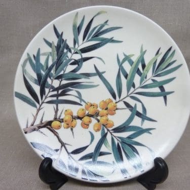 Arabia Maakuntakukka seinälautanen, Tyrni, suunnittelija Kirsti Brandt, Tyrni, suuri, serikuva, maakuntakukka