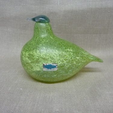 Nuutajärvi koristelintu, Viiriäinen, suunnittelija Oiva Toikka, Viiriäinen, pieni, Yrityslintu Postipankille, signeerattu