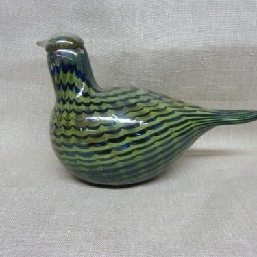 Nuutajärvi koristelintu, Pilvikana, suunnittelija Oiva Toikka, Pilvikana, lysterikuvio, signeerattu