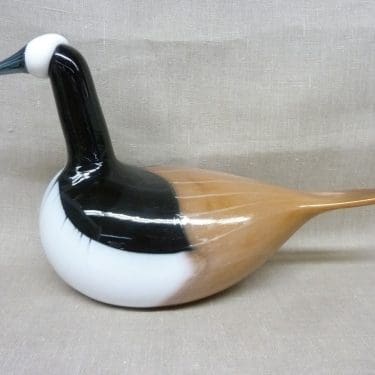 Nuutajärvi koristelintu, Valkoposkihanhi, suunnittelija Oiva Toikka, Valkoposkihanhi, iso, signeerattu, numeroitu