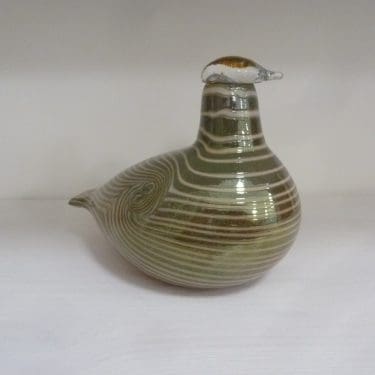 Nuutajärvi koristelintu, Alli, suunnittelija Oiva Toikka, Alli, signeerattu, lysteri, filigraani