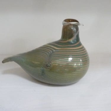 Nuutajärvi koristelintu, Alli, suunnittelija Oiva Toikka, Alli, signeerattu, lysteri, filigraani