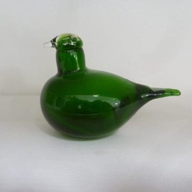 Nuutajärvi koristelintu, Tirri, suunnittelija Oiva Toikka, Tirri, pieni, signeerattu, signeerattu