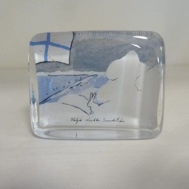 Iittala lasikortti, Suomen Talvi, suunnittelija Heljä Liukko Sundström, Suomen Talvi, pieni, serikuva