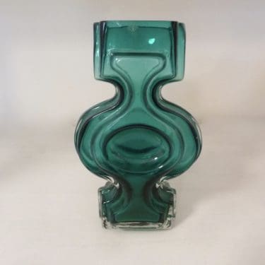 Riihimäen lasi Emma maljakko, turkoosi, suunnittelija Helena Tynell,