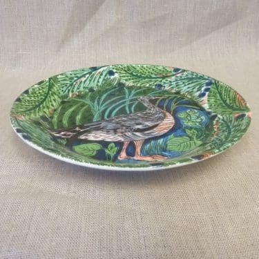 Arabia Pro Arte Hubertus koristelautanen, Harmaahanhi, suunnittelija Dorrit von Fieandt, Harmaahanhi, serikuva, lintuaihe