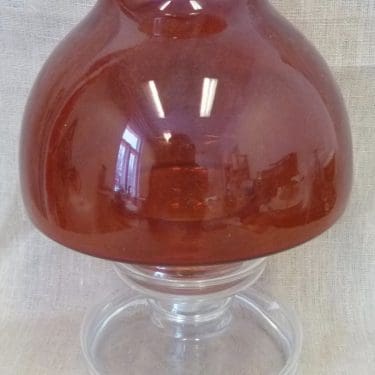 Riihimäen lasi Apollo kynttilälyhty, punainen, suunnittelija Nanny Still,