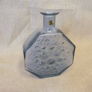 Riihimäen lasi Stella Polaris koristepullo, neodymi, suunnittelija Nanny Still,