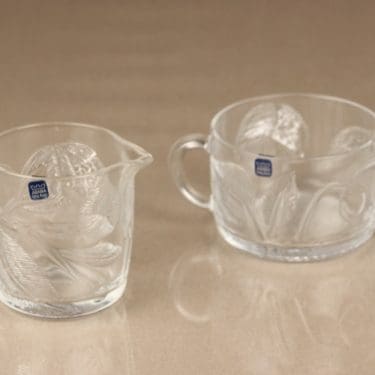 Nuutajärvi Pioni sokerikko ja kermakko, suunnittelija Oiva Toikka, kirkas